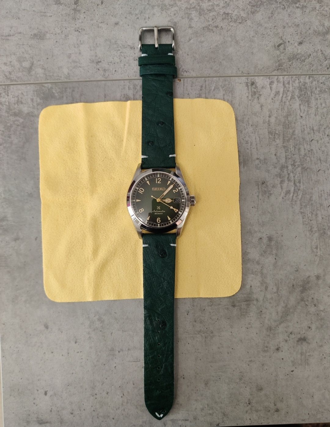 Curea ceas 20mm, din piele de struț (Ostrich skin), green