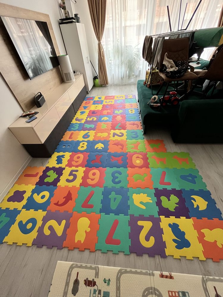 Covor puzzle cu numere si animăluțe-72 de piese