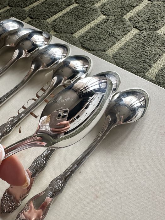 12 бр посребрени старинни супени лъжици с печат, произведени в СССР