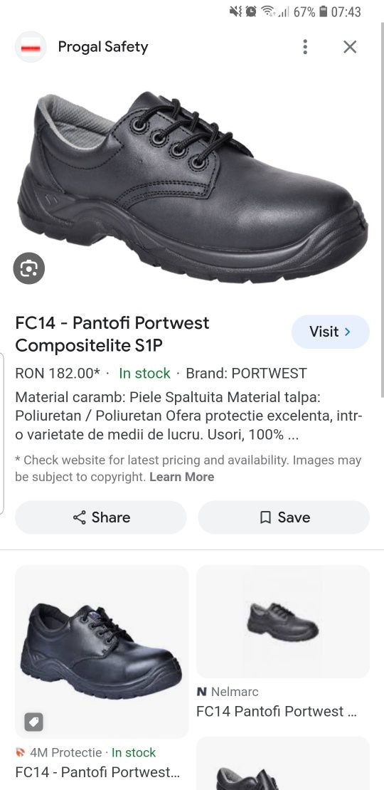 Pantofi noi de protectie Portwest 40