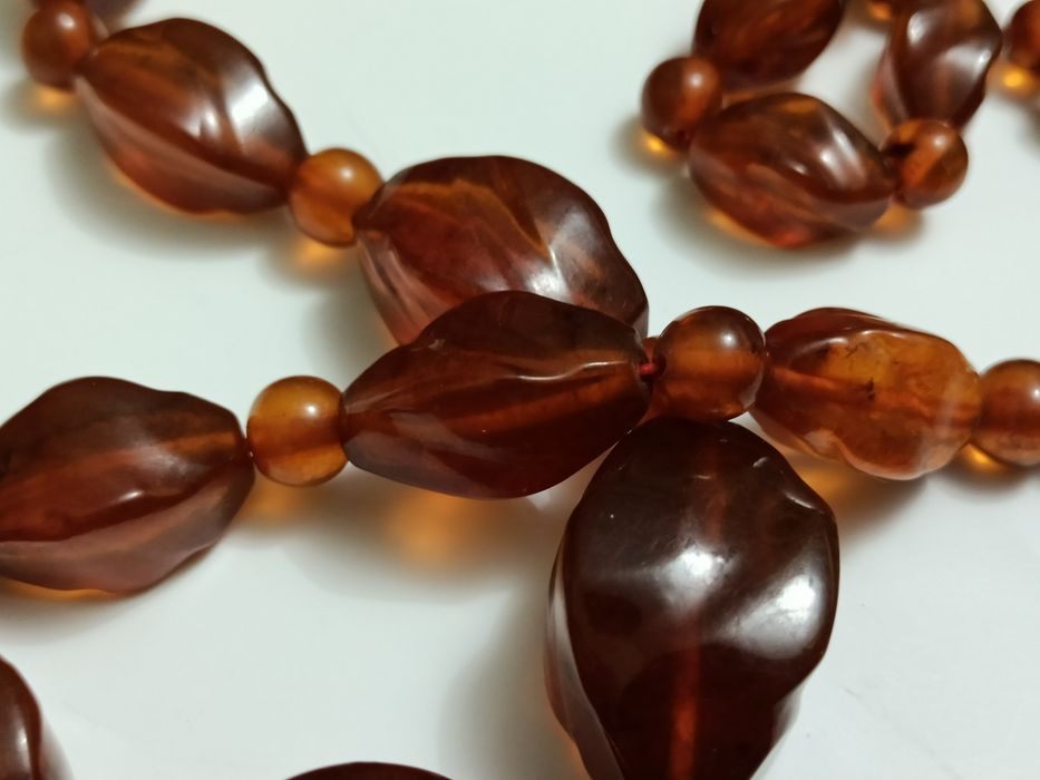 Бусы СССР янтарь натуральный граненные крупные бусины  65 см