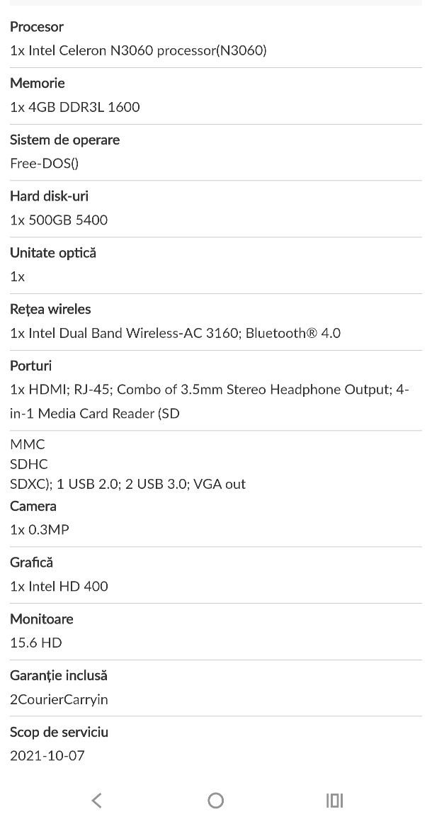 Laptop Lenovo IdeaPad 15.6 Intel CPU.500GB HDD
