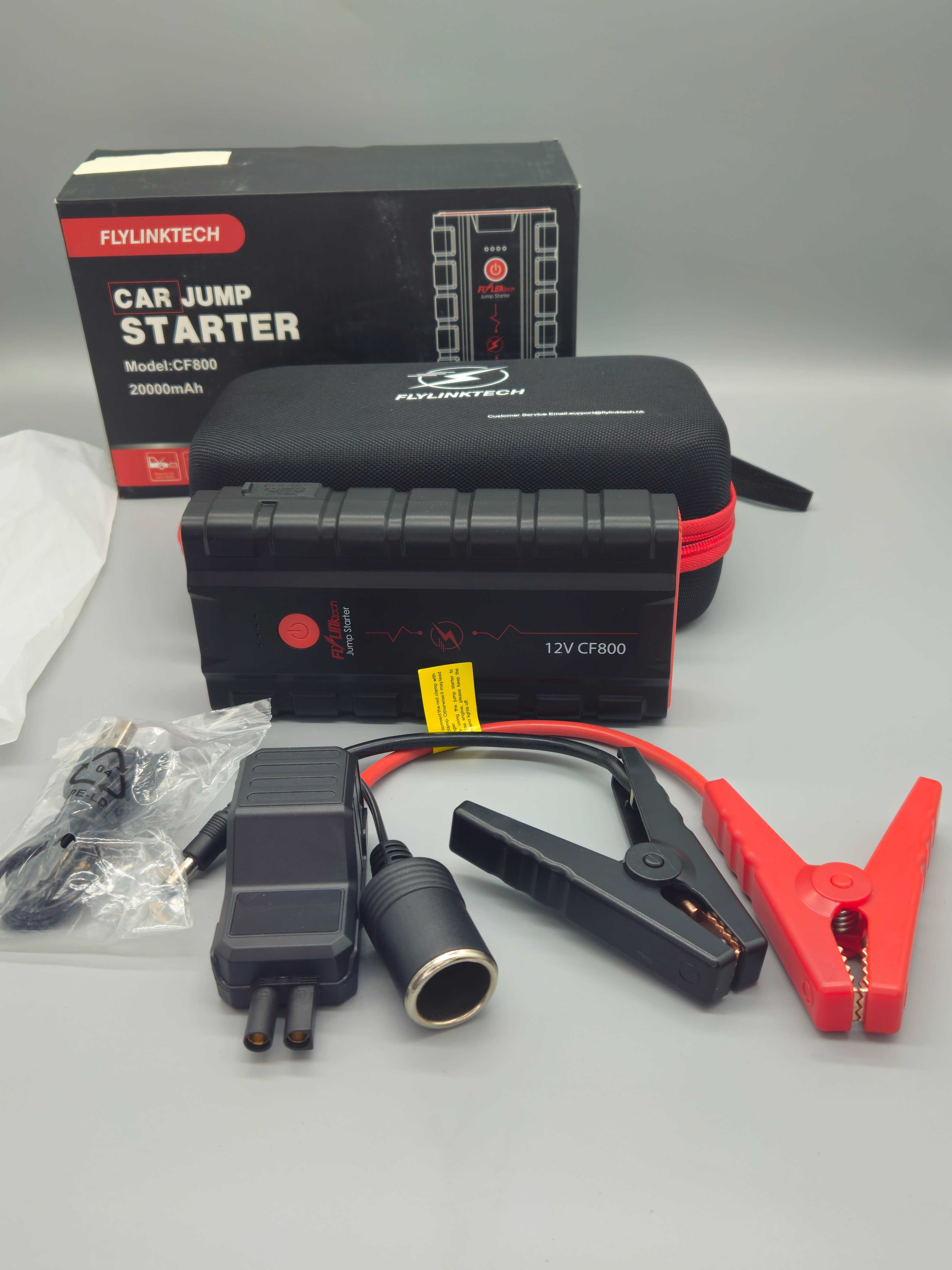 Стартер за автомобил FLYLINKTECH – 20000mAh, 12V, комплект с аксесоари
