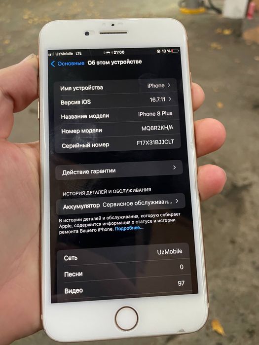 Iphone 8 plus 256 gb holat ideal 75% yomks