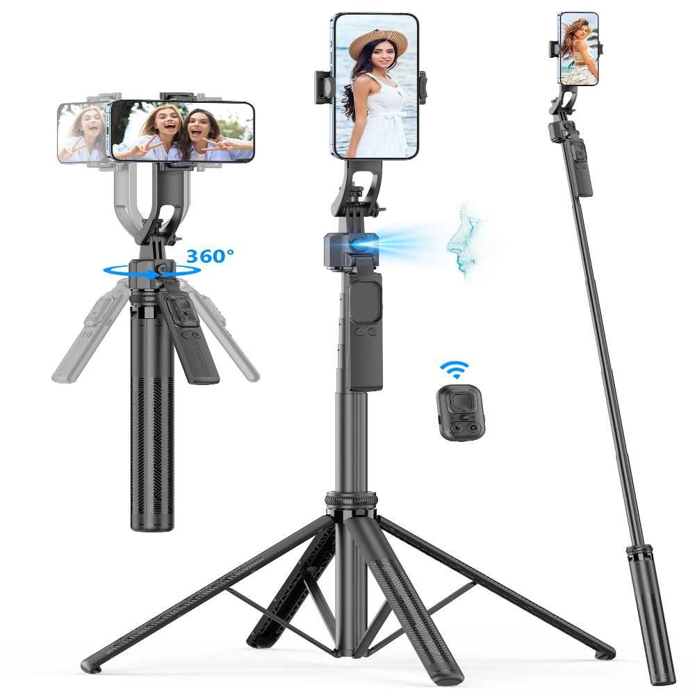 Смарт Gimbal C17 с AI Проследяване на Лице | 360° Статив & Селфи Стик