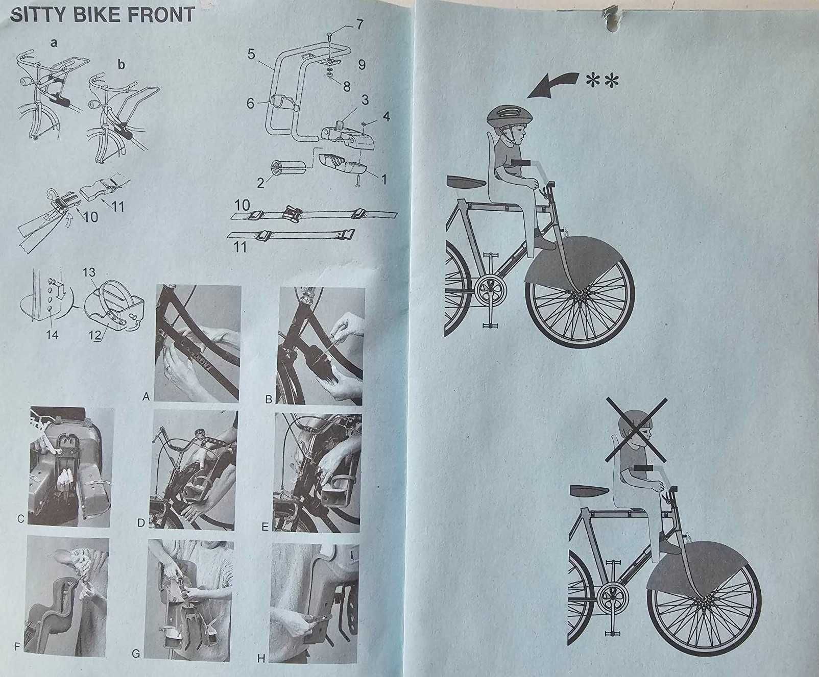Scaun de bicicleta copii, prindere pe cadrul faţă, Marca Bellelli, NOU