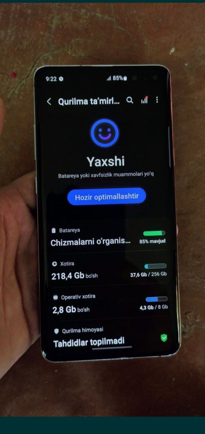 Samsung s10 5g 8 ga 256 pameti idyal holatda oben ham bor