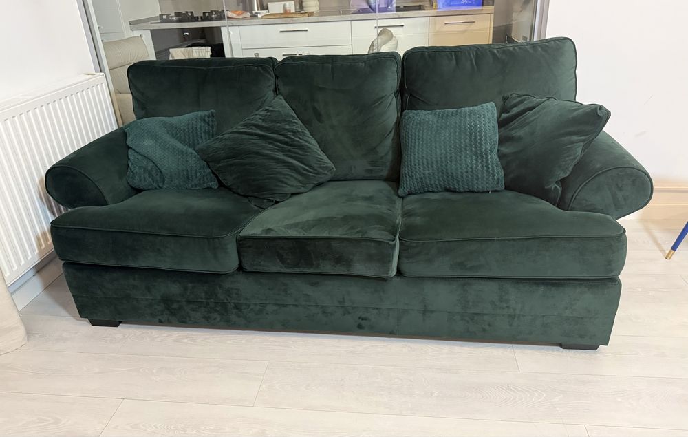 Canapea extensibila catifea verde smarald