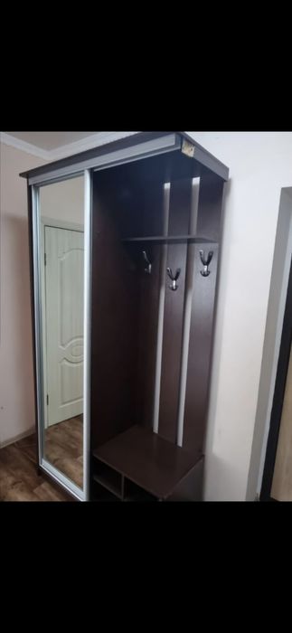 Шкаф-купе для прихожей с крючками для верхней одежды.