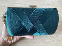 Poseta clutch eleganta verde cu auriu