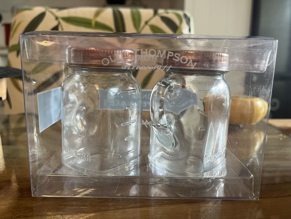 Solniță și Piperniță tip Borcan Mason (Set 2 buc, Capace Cupru)