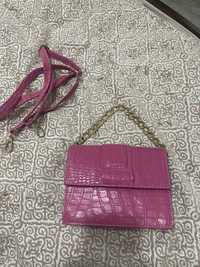 розовая сумка клатч с цепью