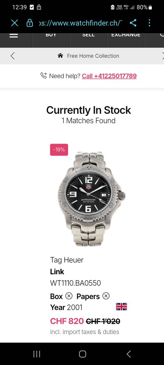 Ceas quartz Tag Heuer