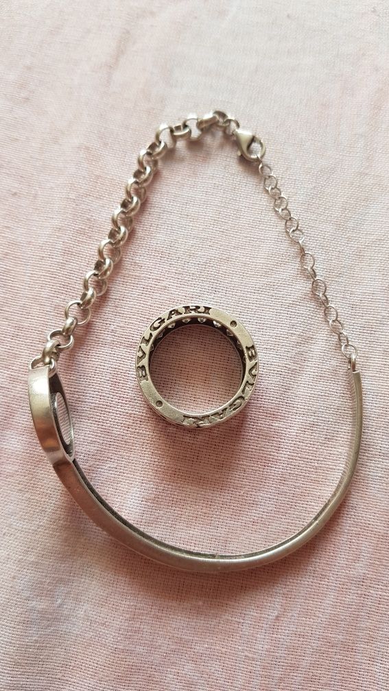 Set argint 925 Bvlgari dama,pietre stralucitoare,Italy model elegant,