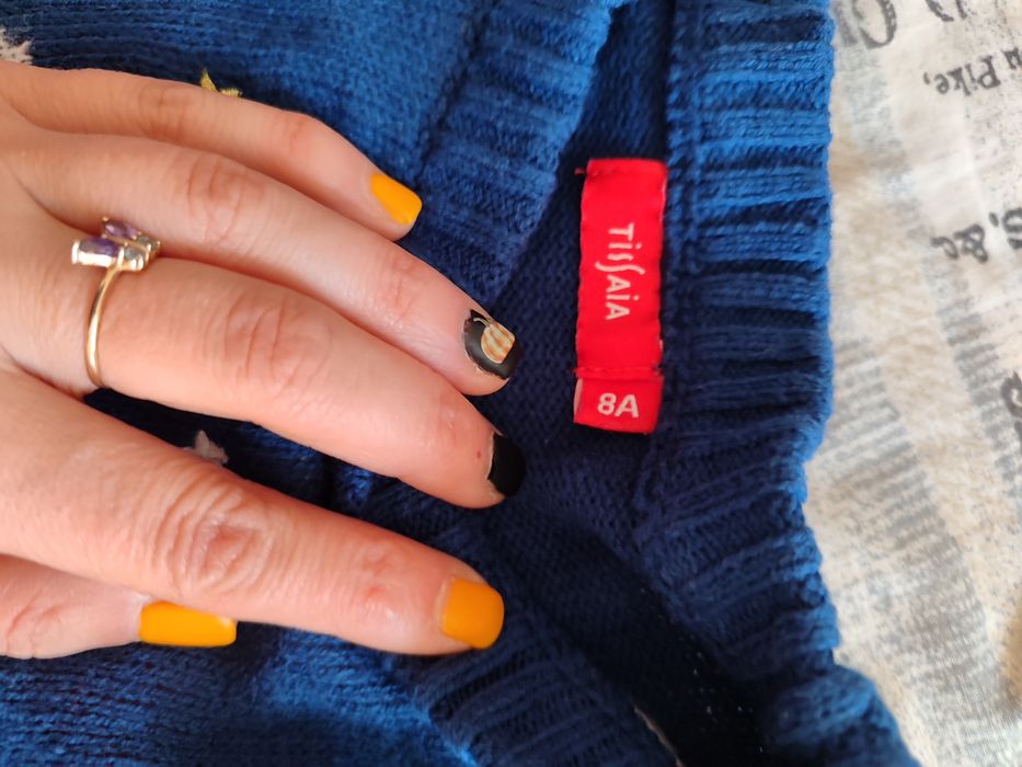 Дрехи за момиче , размер 7-8, рокля Туити, Коледен пуловер , горници