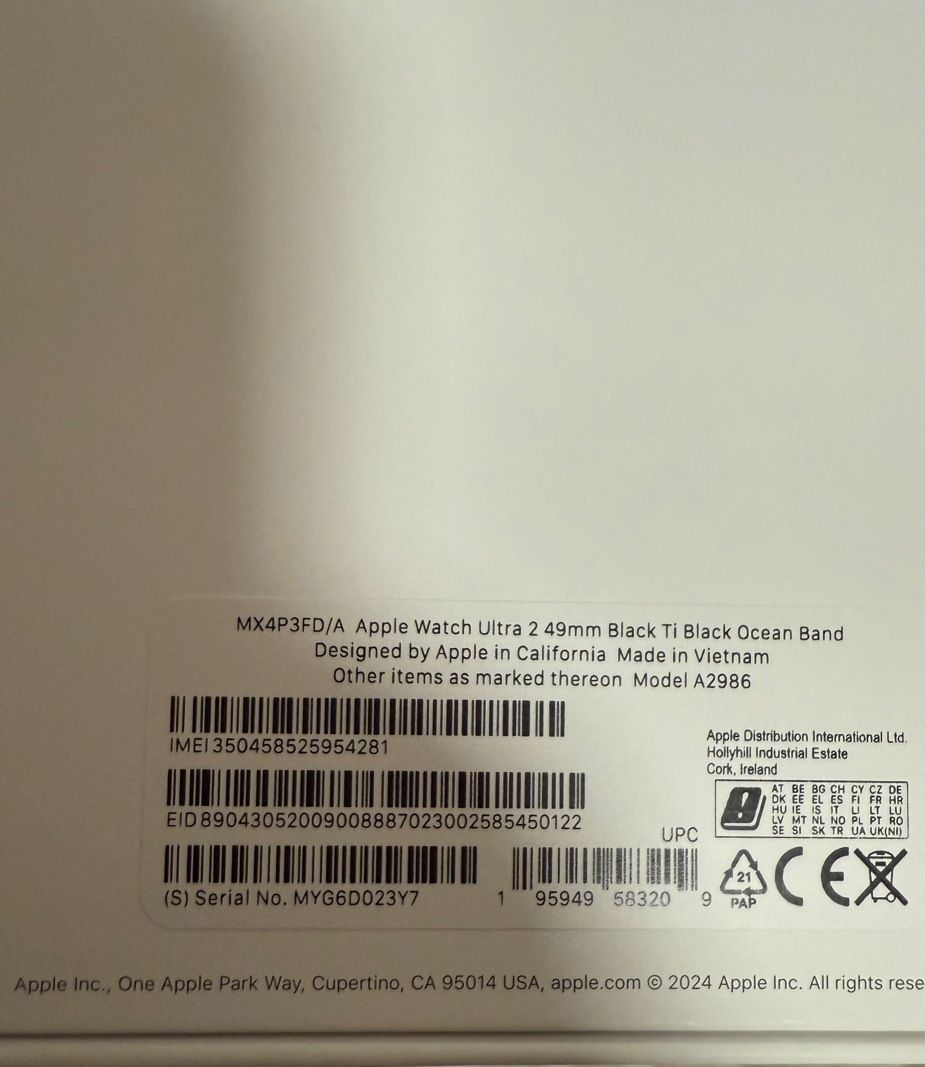 Apple Watch Ultra 2 49mm Black titan Ocean