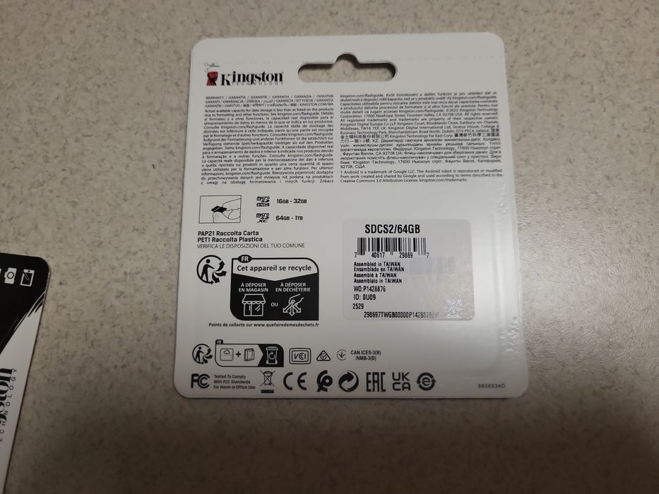 Kingston 64GB micro sd cu adaptor Canvas Select Plus Android/foto/gps