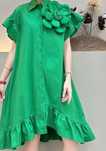 Rochie bumbac, floare broșă  detașabilă