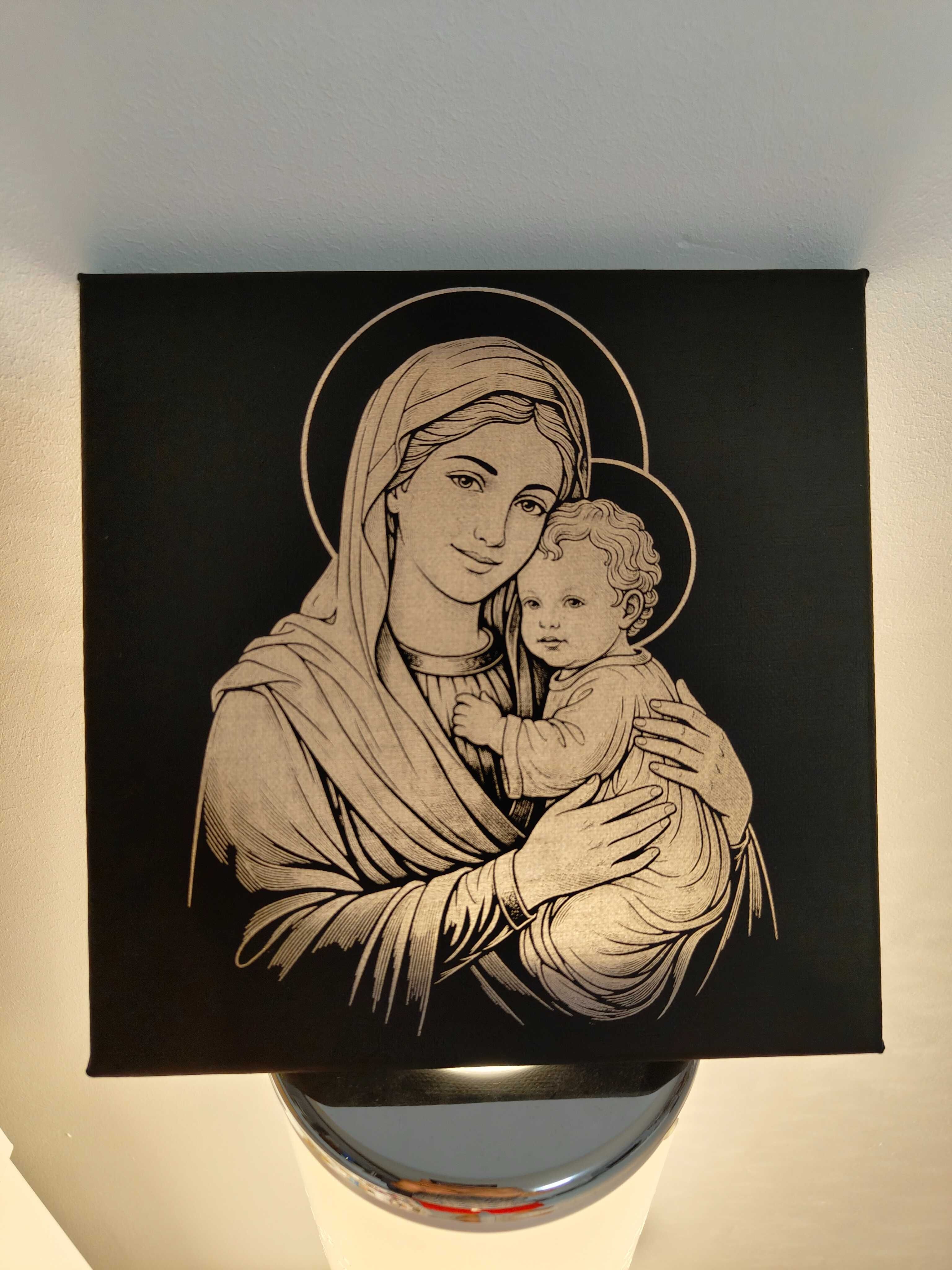 Gravură Unicat Madona cu Isus - Bumbac 100% - Cadou Spiritual