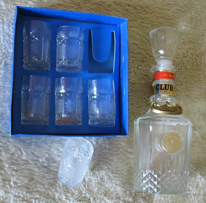 Чашки за водка от оловен кристал (24 % PbO) - нови, непълен комплект (