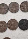 Lot 13 monede vechi din cupru  Suedeze anii 1700