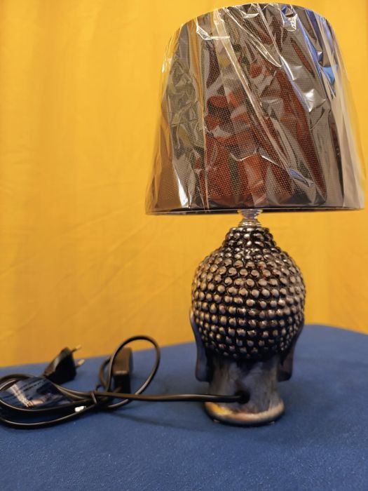 Lampa ceramica cu abajur textil Buddha