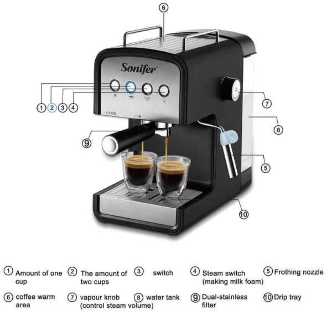 Хит продаж! Кофемашина Эспрессо Капучино Кофеварка Sonifer SF-3529