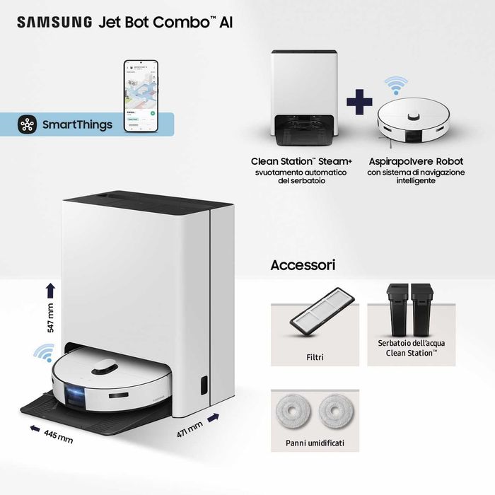 Прахосмукачка робот Samsung Jet Bot Combo (VR7MD97714G) Steam+ станция