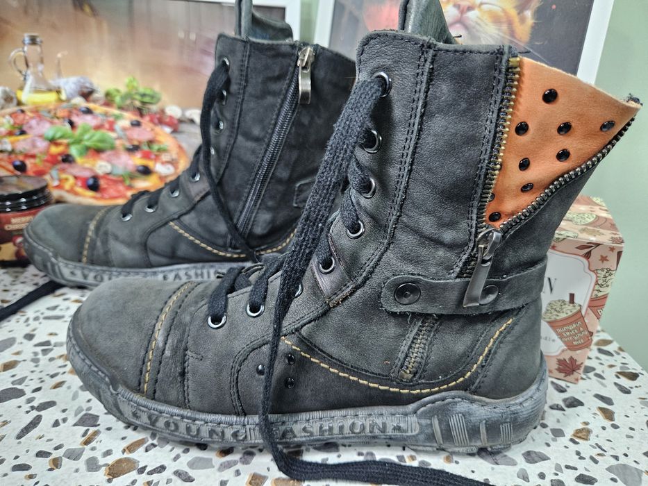 Топли боти естествена кожа N38