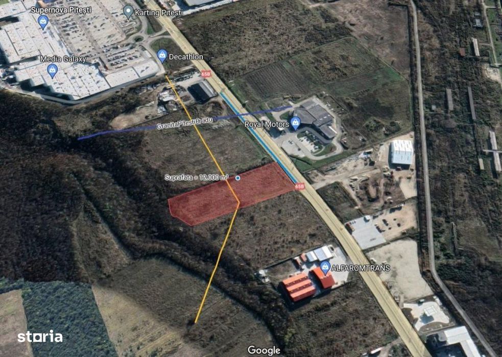 Teren in zona comerciala | Vama Pitesti |  S: 12.000 mp | Deschidere 6