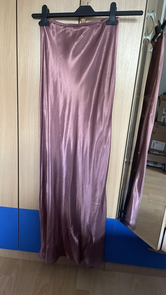 Fusta midi satinata 100% vascoza 34, XS