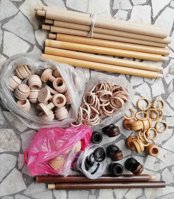 Дървени (бук) корнизи с халки