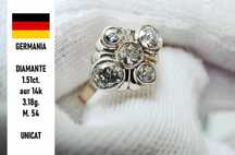 inel aur 14k cu diamante old euro cut