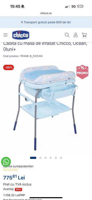 Cadita cu masa infasat 2 in 1 chicco