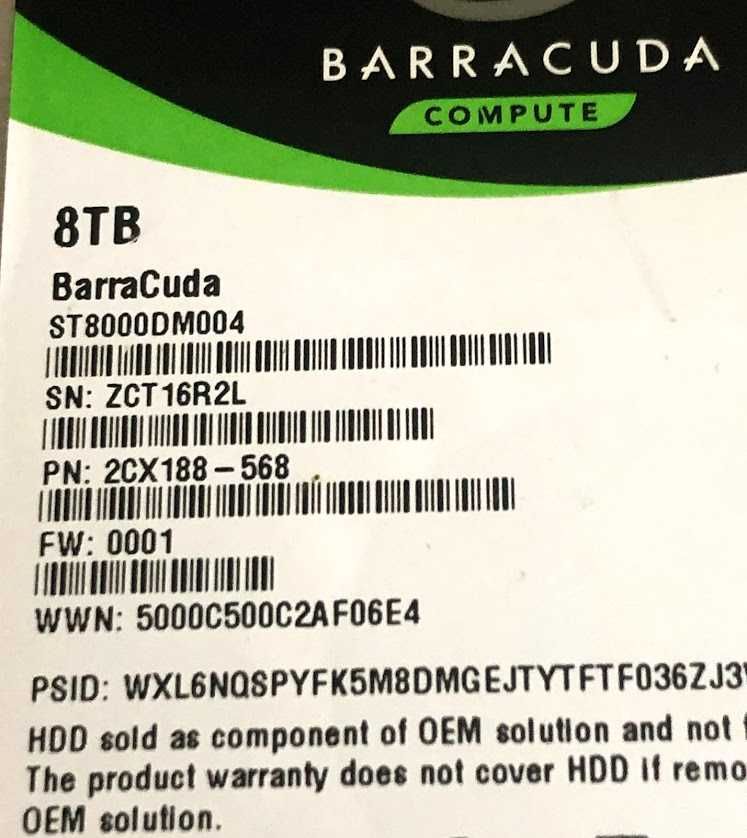 HDD Barra Cuda 8 TB, ST8000DM004