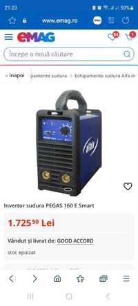 Invertor sudura Pegas 160E smart, aparat profesional
