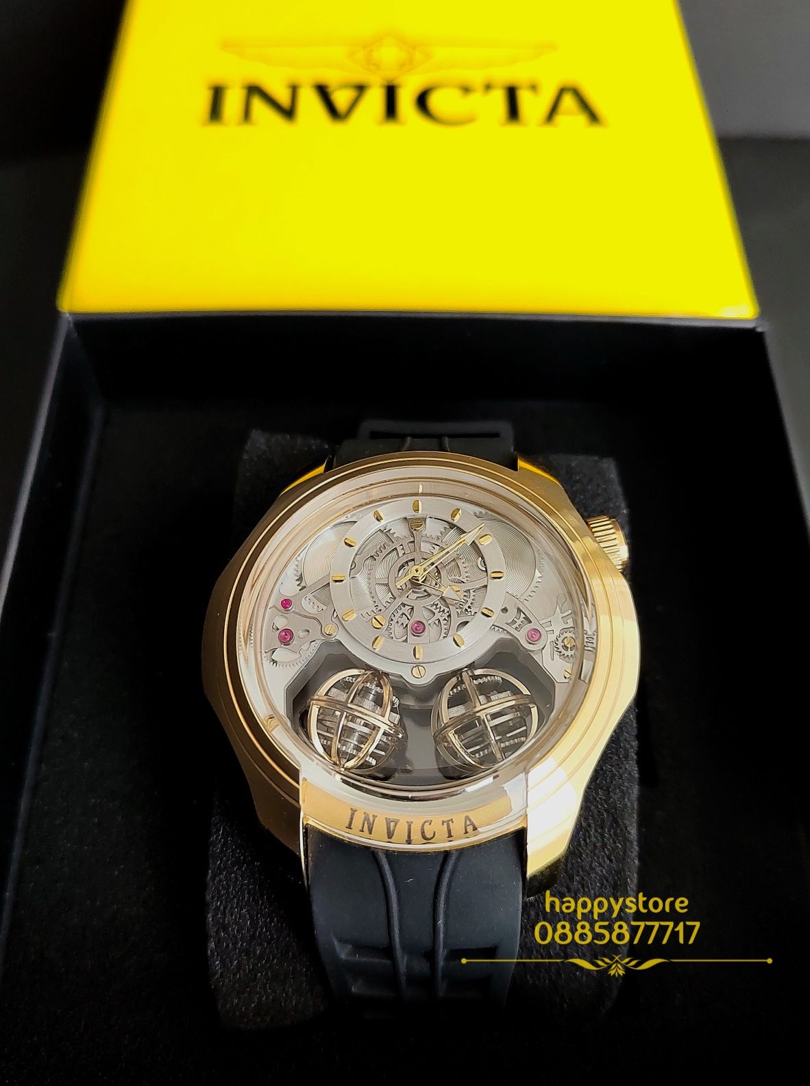INVICTA Specialty Skeleton Gold/Black 46 mm,Инвикта нов ръчен часовник