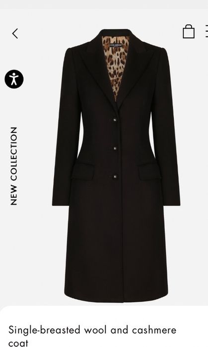 Пальто Оригинал Dolce&Gabbana пальто из 100% шерсти и кашемира Италия