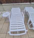 Sezlong alb pliabil de piscina / gradina