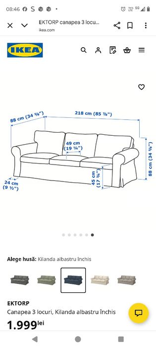 Vand canapea și 1 fotoliu Ikea  EKOTRP