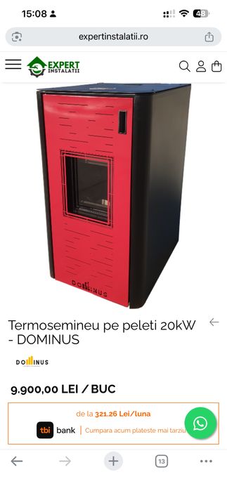 Termosemineu pe peleti 20kW - DOMINUS