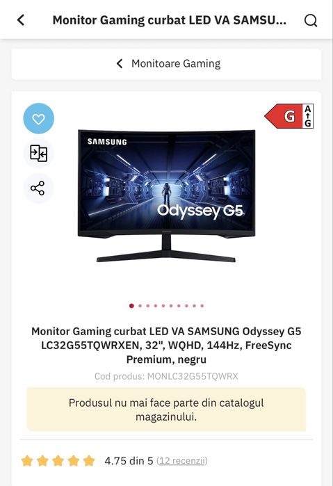 Monitor gaming curbat Samsung Odyssey G5 32