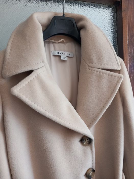 Палто Марела, Италия – вълна колекция есен–зима с кожена, лисица яка