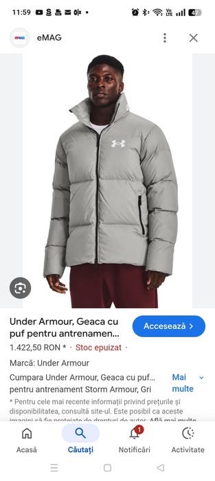 Geaca de iarna puf de gâscă Under Armour,mărime XL