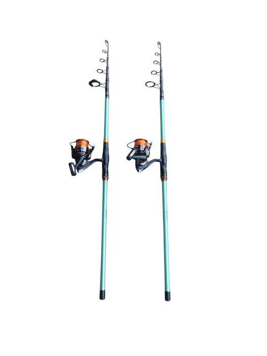 Два карбонови телекарпа 3.60мт + макари VC8000 13 лагера и корда. Нови