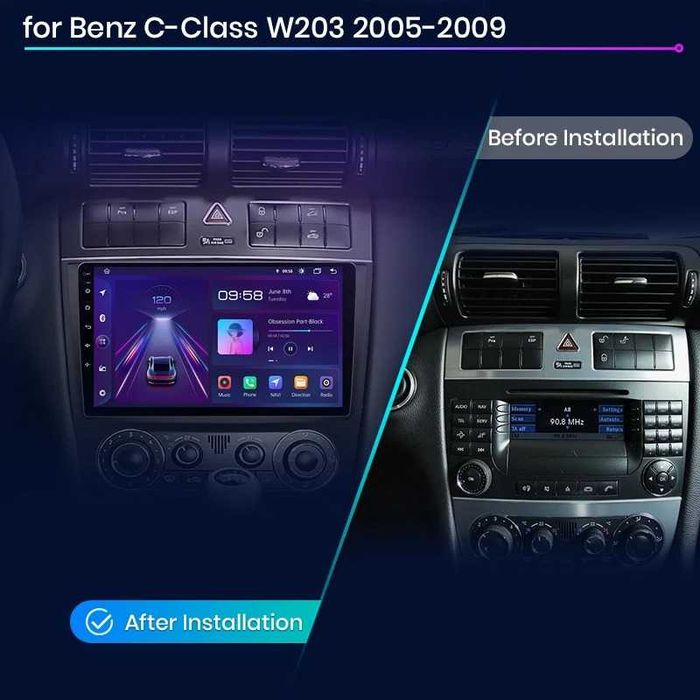 Navigatie Android Dedicata Mercedes C W203/CLK W209, 9Inch, Carplay