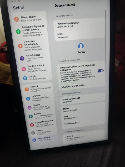 Tableta Lenovo în stare perfectă
