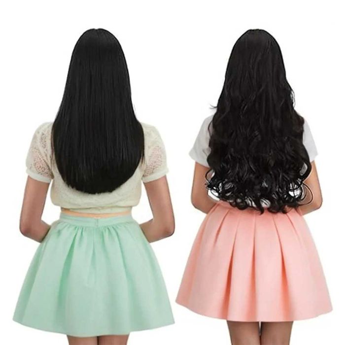 Комплект 12 броя черни синтетични вълнообразни треси 60 см