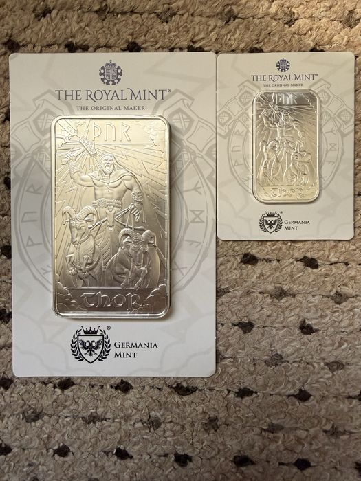 Moneda Lingou argint 10/oz Odin/Thor pur 999% 310gr