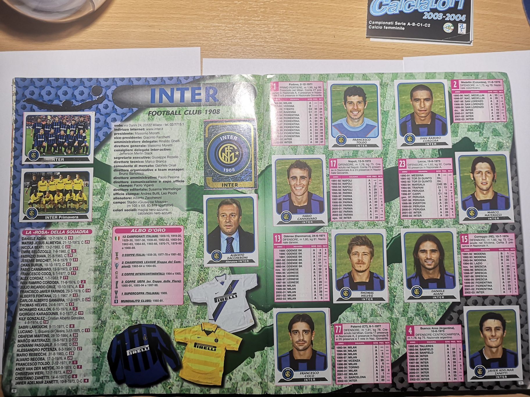 Panini album complet Calciatori 2003 Agiornamenti Zicu Codrea nelipiti